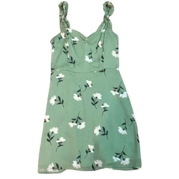 Nordstroms All In Favor Green Floral Dress Size Medium - Image 1