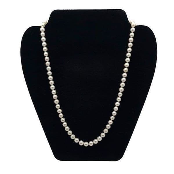 14K PEARL NECKLACE Genuine Vintage Pearls Double Hand Knotted on a Silk Cord Wit - Image 1
