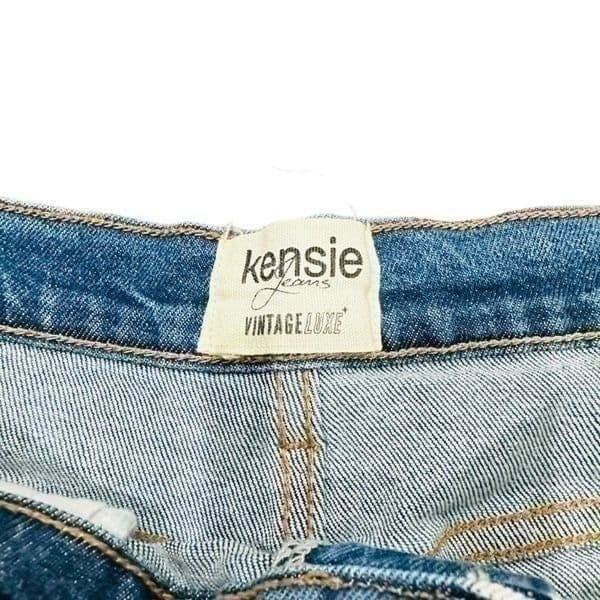 KENSIE Jeans Vintage Luxe High Rise Shorts Light Wash Blue Denim Jean Shorts w/P - Thumbnail 5
