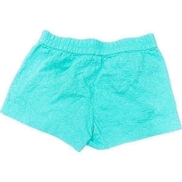 J. CREW Turquoise Green Blue Elastic Waist Band Jacquard Cotton Shorts w/Pockets - Thumbnail 2