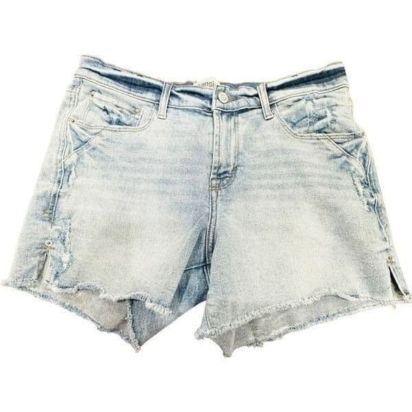 KENSIE Jeans Vintage Luxe High Rise Shorts Light Wash Blue Denim Jean Shorts w/P - Thumbnail 2