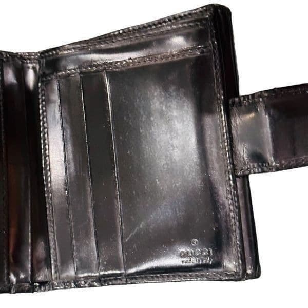GUCCI G Logo GG Black Patent Leather Wallet Bag Card holder - Thumbnail 6