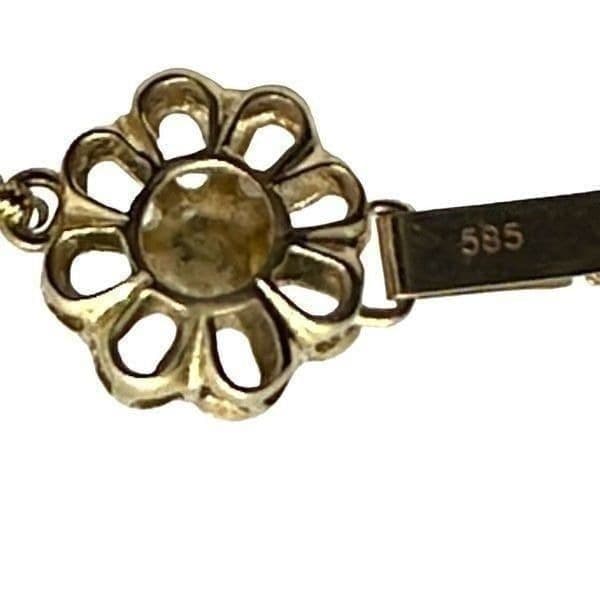 14K PEARL NECKLACE Genuine Vintage Pearls Double Hand Knotted on a Silk Cord Wit - Thumbnail 2