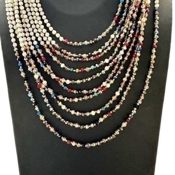 NAKAMOL Signed Multi-strand Faceted Glass Bead Colorful Pearlescent Aurora Borea - Thumbnail 3