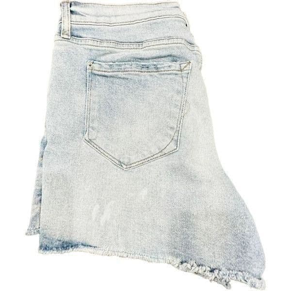 KENSIE Jeans Vintage Luxe High Rise Shorts Light Wash Blue Denim Jean Shorts w/P - Thumbnail 7