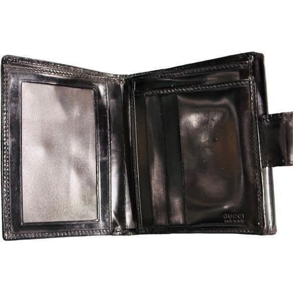 GUCCI G Logo GG Black Patent Leather Wallet Bag Card holder - Thumbnail 7