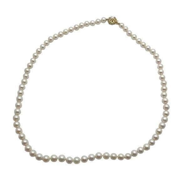 14K PEARL NECKLACE Genuine Vintage Pearls Double Hand Knotted on a Silk Cord Wit - Thumbnail 7