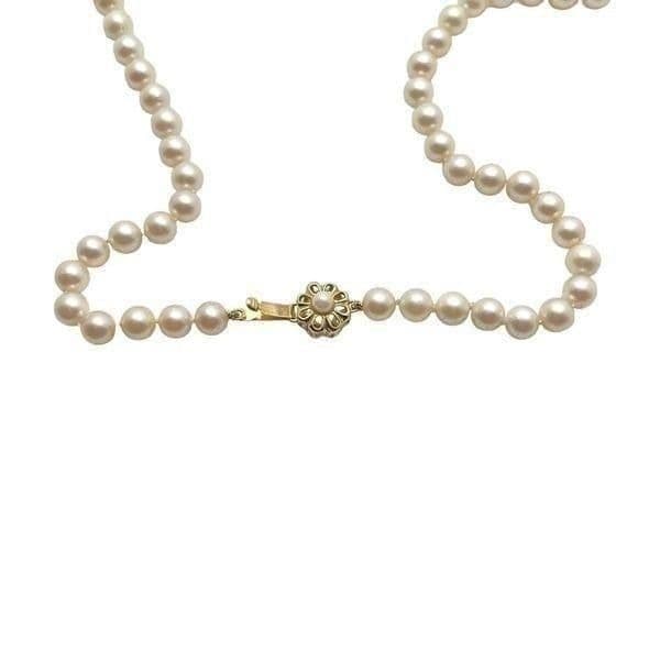 14K PEARL NECKLACE Genuine Vintage Pearls Double Hand Knotted on a Silk Cord Wit - Thumbnail 5