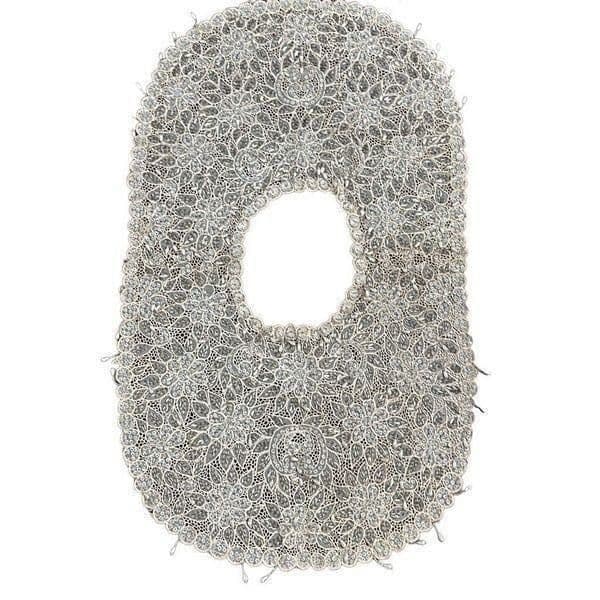 ANTIQUE VICTORIAN HANDMADE Lace Bertha Collar Faux Pearls Aurora Borealis AB Seq - Thumbnail 6