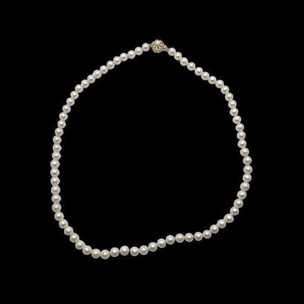 14K PEARL NECKLACE Genuine Vintage Pearls Double Hand Knotted on a Silk Cord Wit - Thumbnail 9