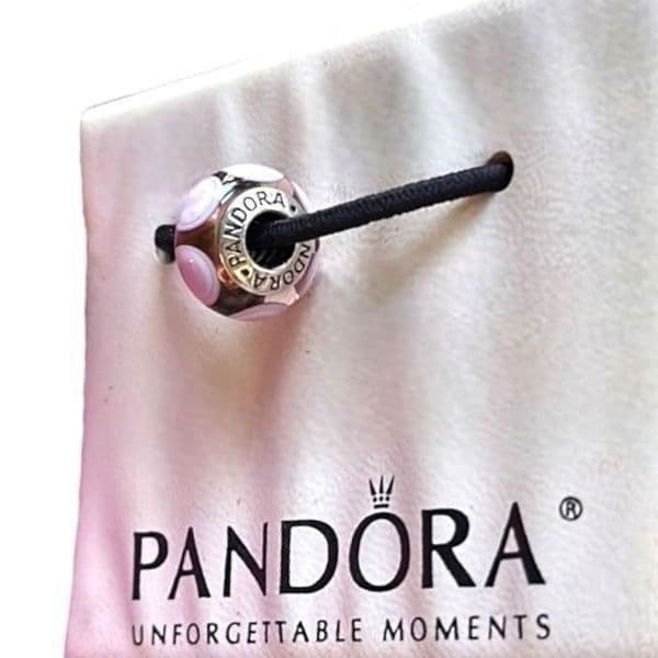 PANDORA Sterling sSilver Murano Glass .925 Pink Bead Charm for Pandora Bracelet - Thumbnail 3