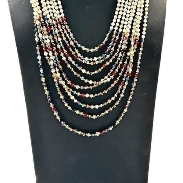 NAKAMOL Signed Multi-strand Faceted Glass Bead Colorful Pearlescent Aurora Borea - Thumbnail 6