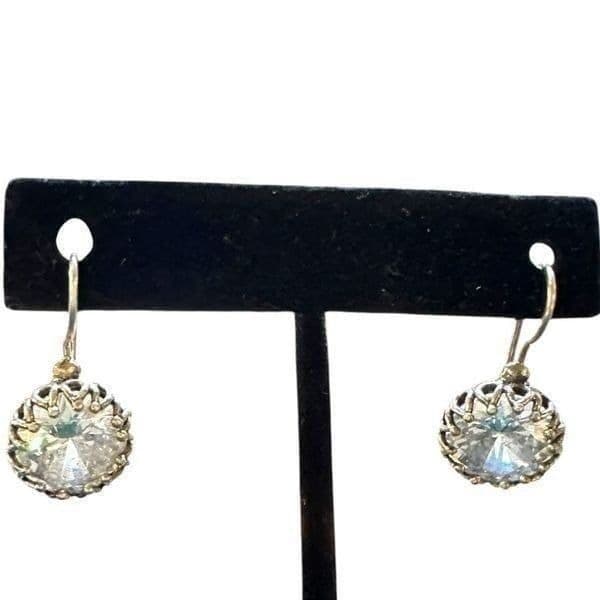 ZUMAN JEWELRY 925 Sterling Silver & Large Cubic Zirconia CZ Stone Dangle Intrica - Thumbnail 2