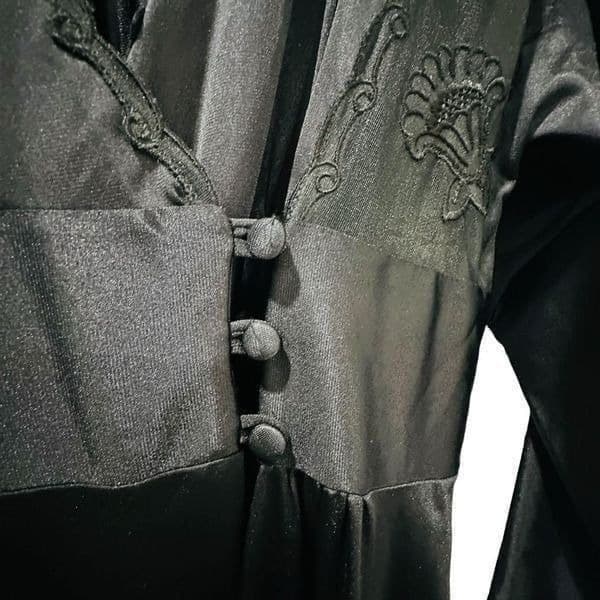 LILY OF FRANCE Rosa Puleo-Szule Vintage Black Lace Wrap Nightgown Chemise Slip D - Thumbnail 5