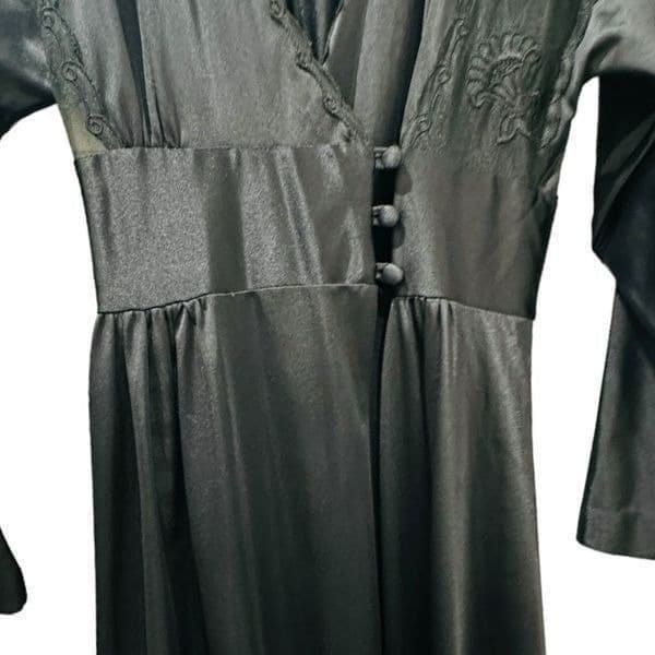 LILY OF FRANCE Rosa Puleo-Szule Vintage Black Lace Wrap Nightgown Chemise Slip D - Thumbnail 7