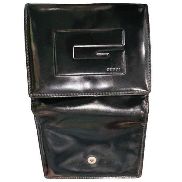 GUCCI G Logo GG Black Patent Leather Wallet Bag Card holder - Image 1