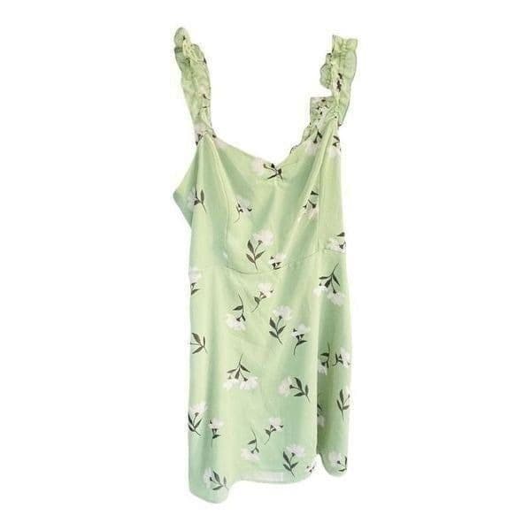 Nordstroms All In Favor Green Floral Dress Size Medium - Thumbnail 2