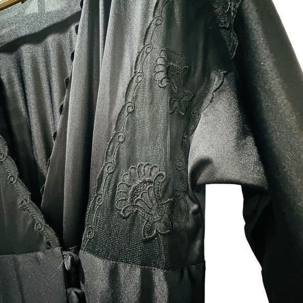 LILY OF FRANCE Rosa Puleo-Szule Vintage Black Lace Wrap Nightgown Chemise Slip D - Thumbnail 6