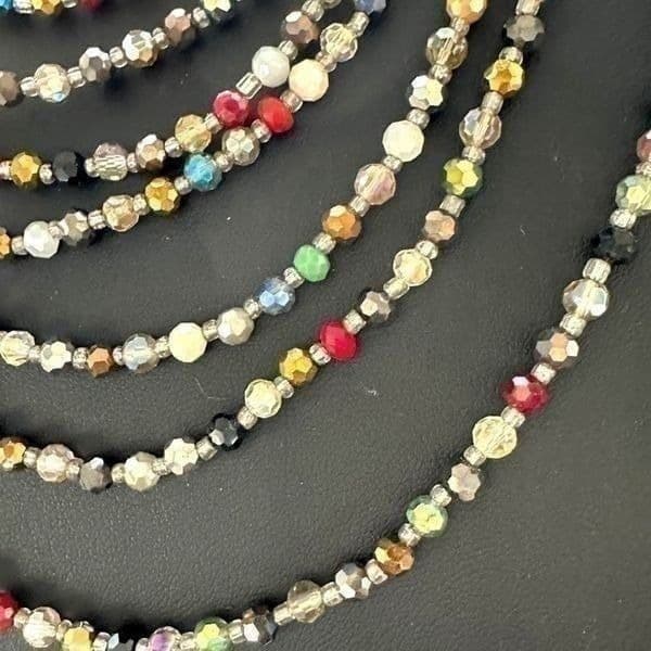 NAKAMOL Signed Multi-strand Faceted Glass Bead Colorful Pearlescent Aurora Borea - Thumbnail 5