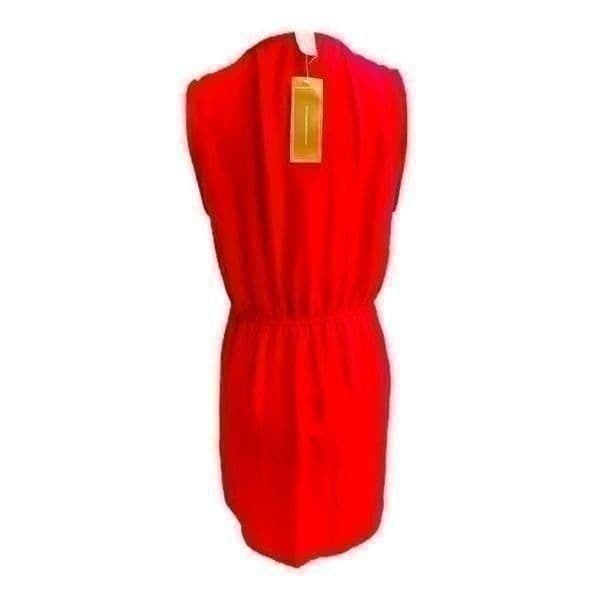 NWT FRANCESCA’S Full Zip Up V Neck Sleeveless Ruffle Red Dress Cocktail Flirty P - Thumbnail 3