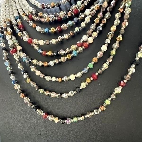 NAKAMOL Signed Multi-strand Faceted Glass Bead Colorful Pearlescent Aurora Borea - Thumbnail 4