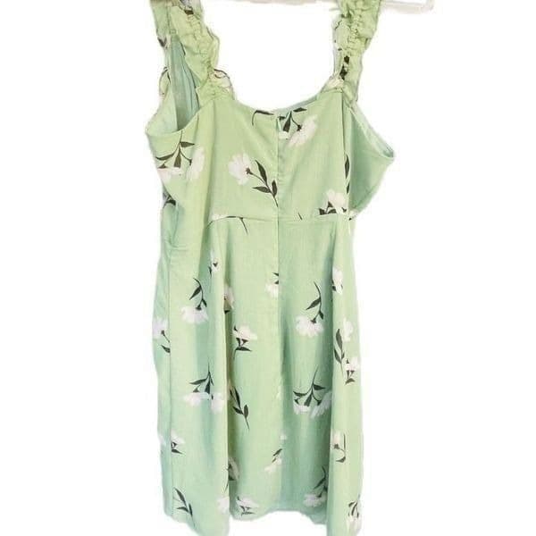 Nordstroms All In Favor Green Floral Dress Size Medium - Thumbnail 3