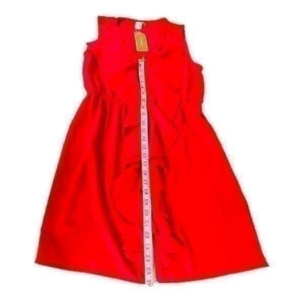 NWT FRANCESCA’S Full Zip Up V Neck Sleeveless Ruffle Red Dress Cocktail Flirty P - Thumbnail 7