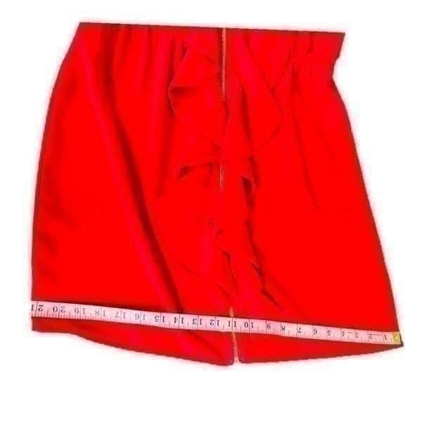 NWT FRANCESCA’S Full Zip Up V Neck Sleeveless Ruffle Red Dress Cocktail Flirty P - Thumbnail 5