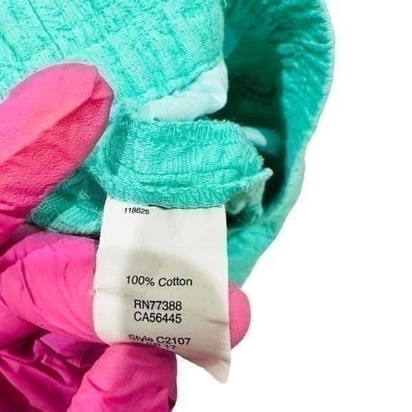 J. CREW Turquoise Green Blue Elastic Waist Band Jacquard Cotton Shorts w/Pockets - Thumbnail 5