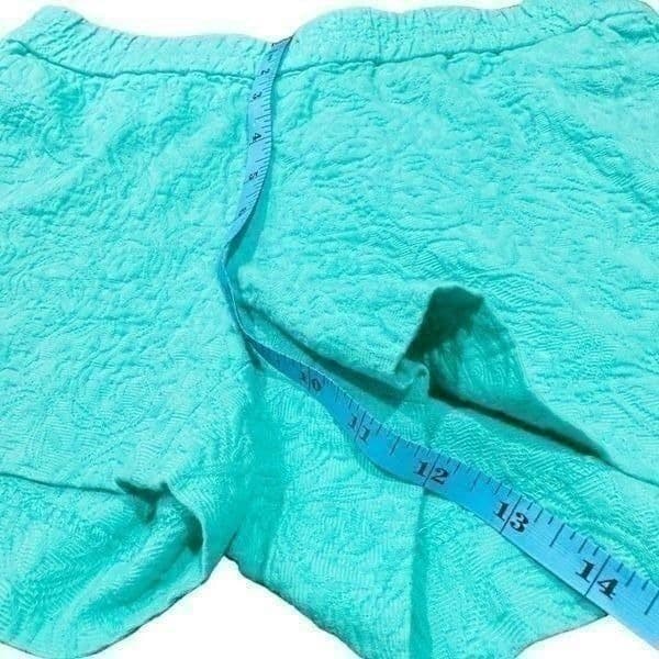J. CREW Turquoise Green Blue Elastic Waist Band Jacquard Cotton Shorts w/Pockets - Thumbnail 6