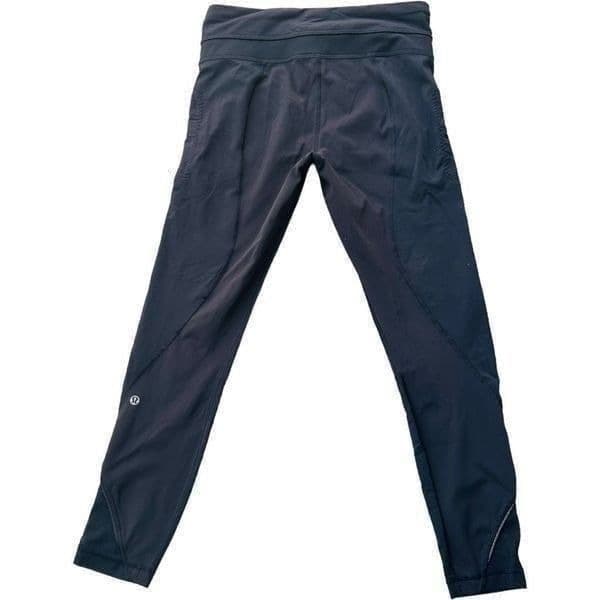 LULULEMON ATHLETICA Black High Rise Crop Leggings Lululemon Mesh Zipper Pockets - Thumbnail 2