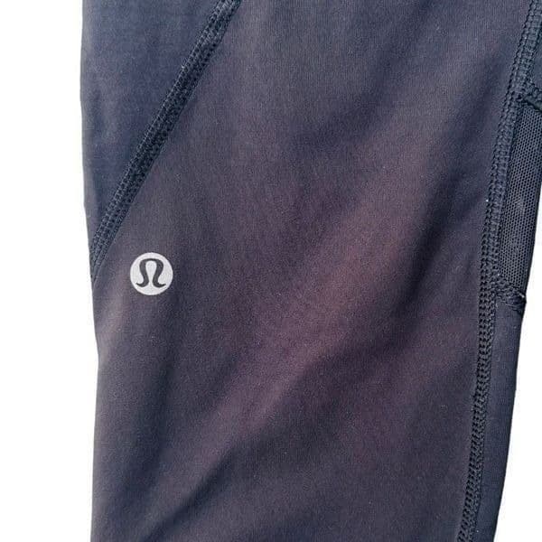 LULULEMON ATHLETICA Black High Rise Crop Leggings Lululemon Mesh Zipper Pockets - Thumbnail 8