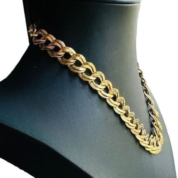 MONET Vintage Gold Plated Chain Link Necklace 16”-18” EUC - Thumbnail 2