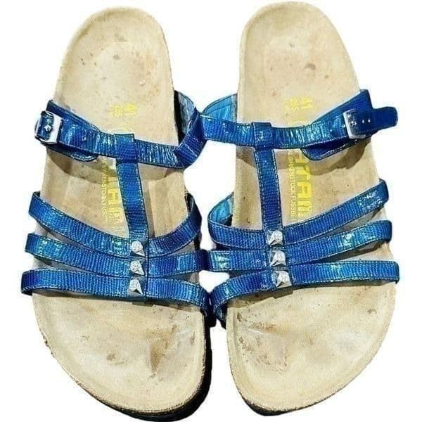 TATAMI BY BIRKENSTOCK Blue Patent Leather Rhinestone Leather Sandals Size 10 (41 - Image 1