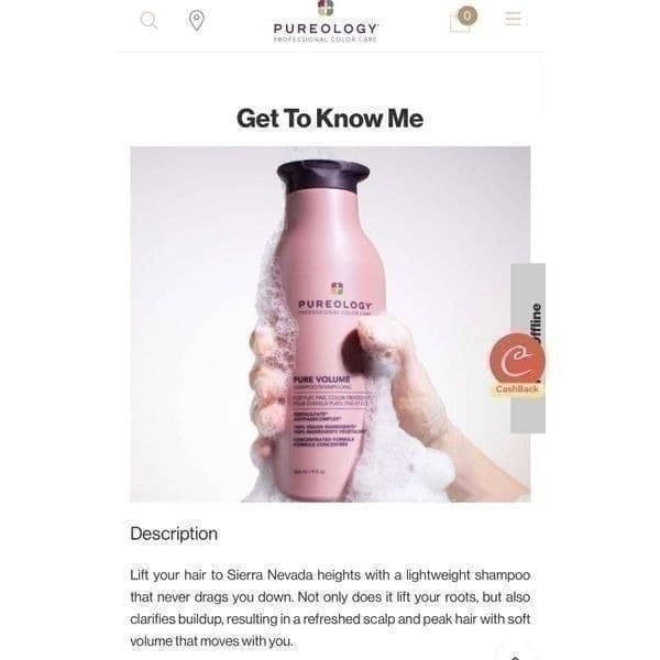 PUREOLOGY Pure Volume Shampoo Lightweight shampoo that clarifies, enhances volum - Thumbnail 3