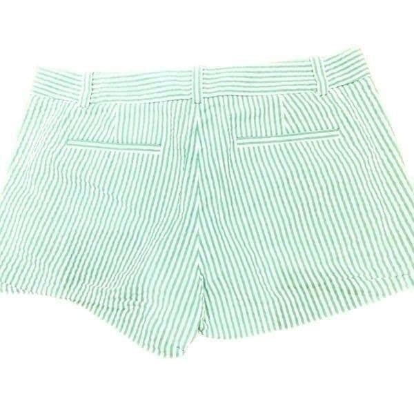 J. CREW City Fit Green White Striped 100 Cotton Shorts w/Pockets Size 6 - Thumbnail 2
