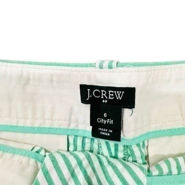 J. CREW City Fit Green White Striped 100 Cotton Shorts w/Pockets Size 6 - Thumbnail 5