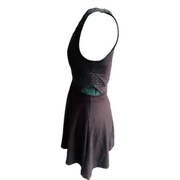 French Connection Little Black Dress VNeck Fit & Flare w/Lace Detail Size 2 - Thumbnail 4