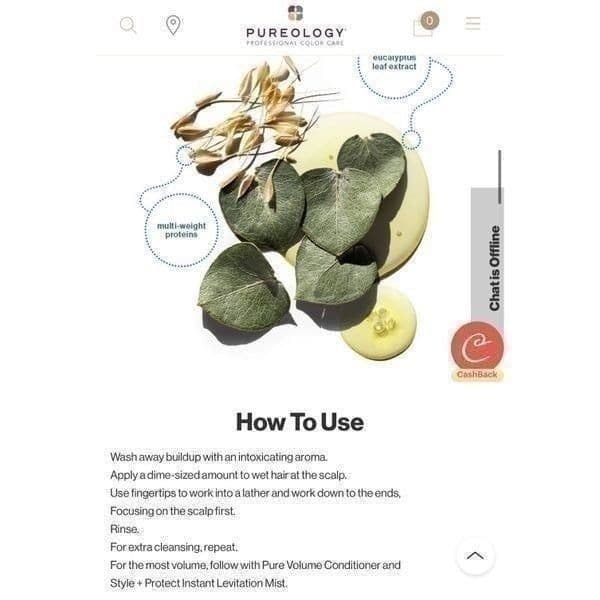 PUREOLOGY Pure Volume Shampoo Lightweight shampoo that clarifies, enhances volum - Thumbnail 6