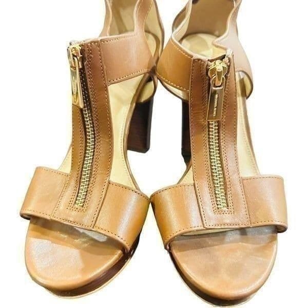 MICHAEL MICHAEL KORS Berkley T Strap Platform Vachetta Leather Sandals Size 6.5 - Thumbnail 6