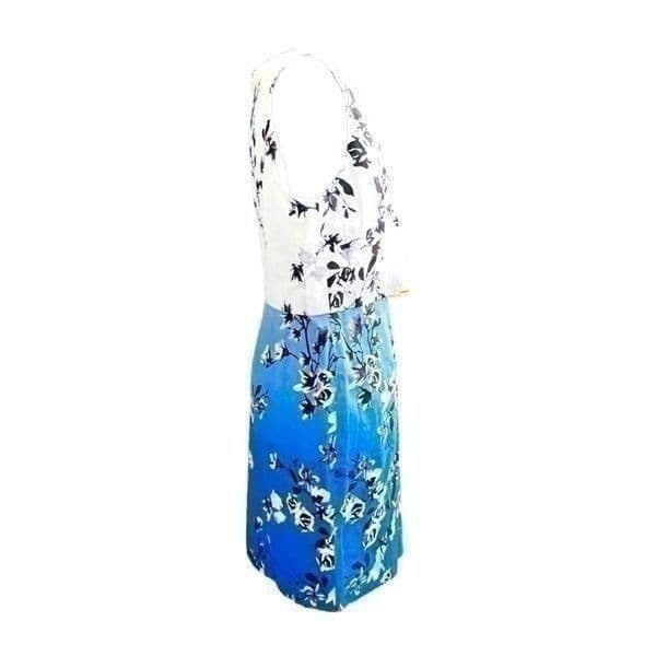 NWT Ivanka Trump Floral Blue & White Sheath Dress Size 12 - Thumbnail 2