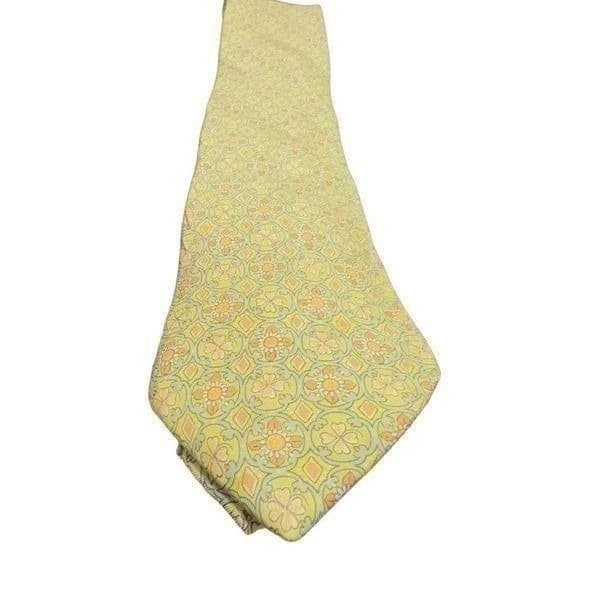 HERMES PARIS 100% Silk Neck Tie Hermes Yellow Green Orange Geometric Abstract Ti - Thumbnail 7