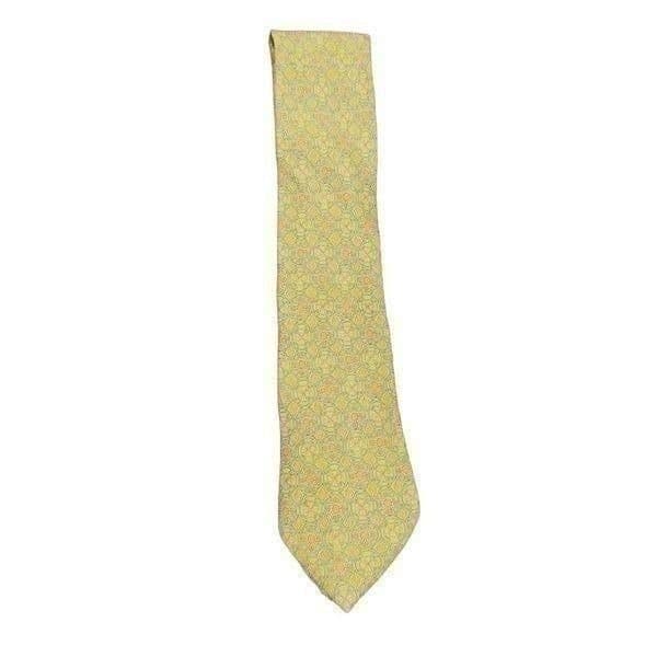 HERMES PARIS 100% Silk Neck Tie Hermes Yellow Green Orange Geometric Abstract Ti - Thumbnail 5