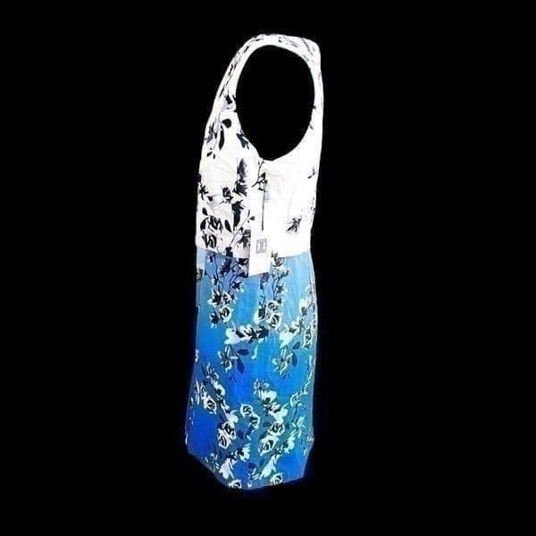 NWT Ivanka Trump Floral Blue & White Sheath Dress Size 12 - Thumbnail 3