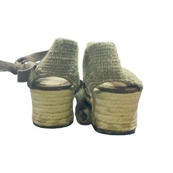 UGG Brianda Military Green Espadrille Cotton Sheepskin Wedge Sandals UGG Shoes T - Thumbnail 3