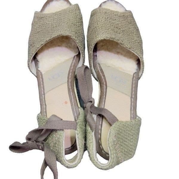 UGG Brianda Military Green Espadrille Cotton Sheepskin Wedge Sandals UGG Shoes T - Thumbnail 4