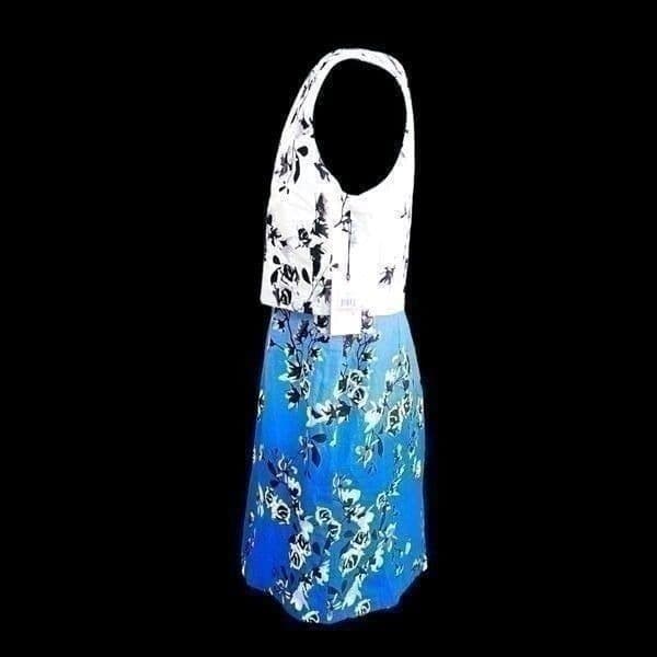 NWT Ivanka Trump Floral Blue & White Sheath Dress Size 12 - Thumbnail 4