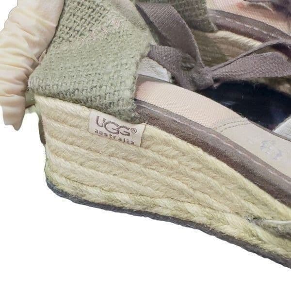 UGG Brianda Military Green Espadrille Cotton Sheepskin Wedge Sandals UGG Shoes T - Thumbnail 8