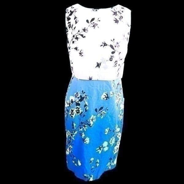 NWT Ivanka Trump Floral Blue & White Sheath Dress Size 12 - Thumbnail 5