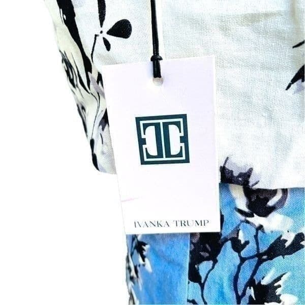 NWT Ivanka Trump Floral Blue & White Sheath Dress Size 12 - Thumbnail 7